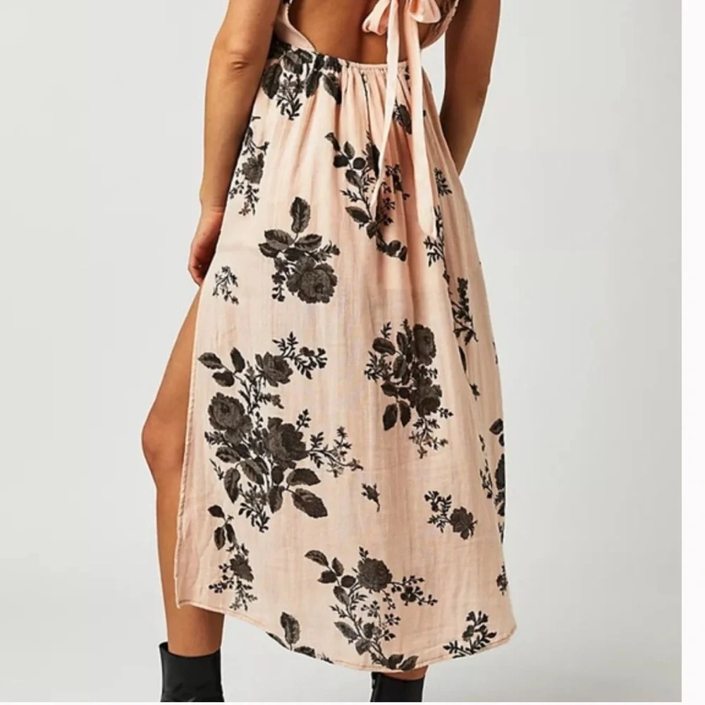 Free People Forget Me Not Midi Dress in Peach Combo Size Medium